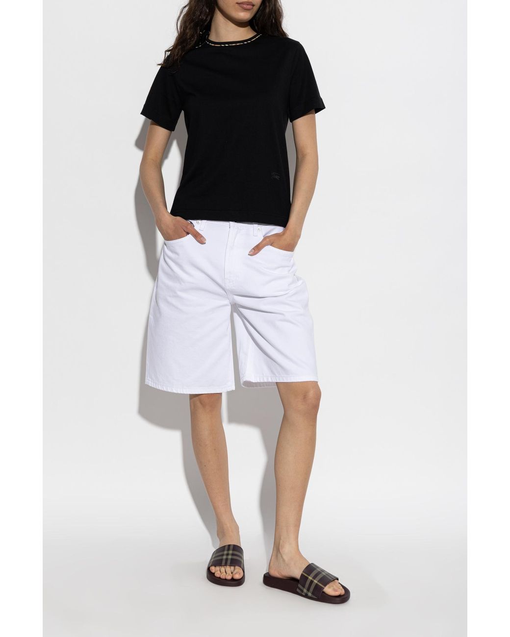 Burberry White 'Furley' Slides