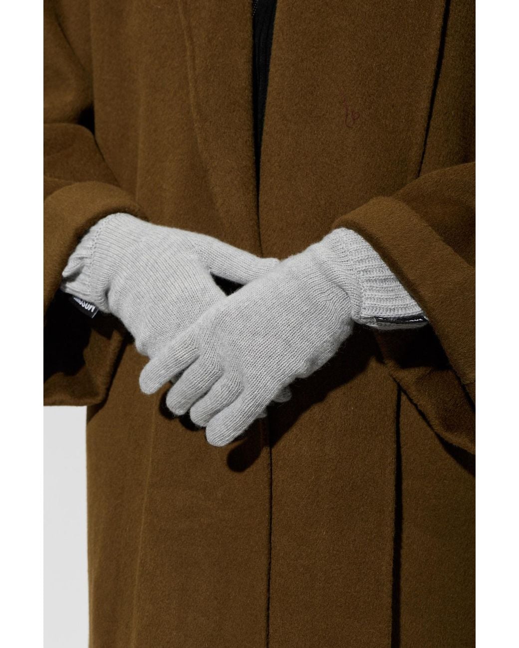 Moschino Gray Gloves With Logo Patch