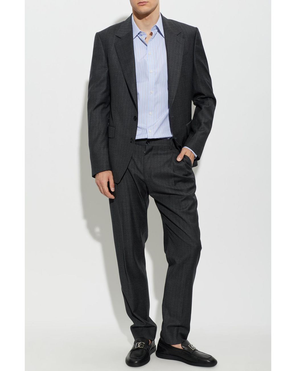 Dolce & Gabbana Blue Cotton Striped Shirt for men