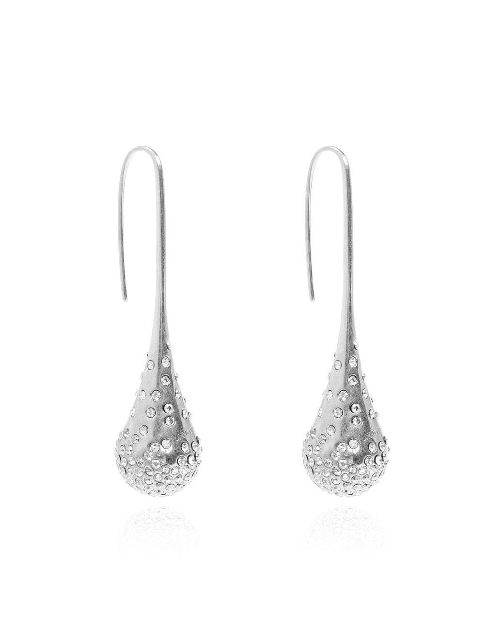 Jimmy Choo White Brass Earrings With Shimmering Crystals