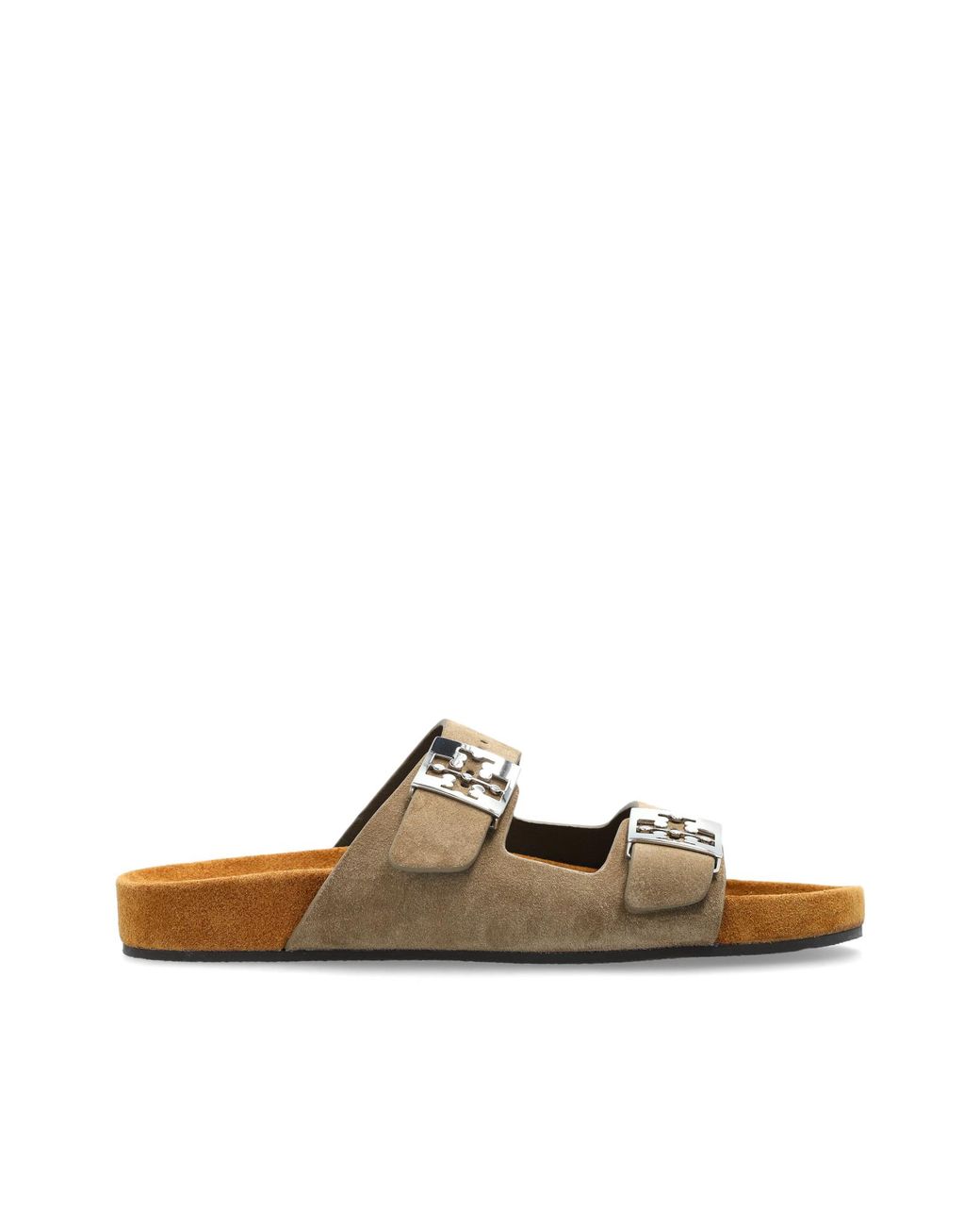 Tory Burch White Suede Slides "Mellow"