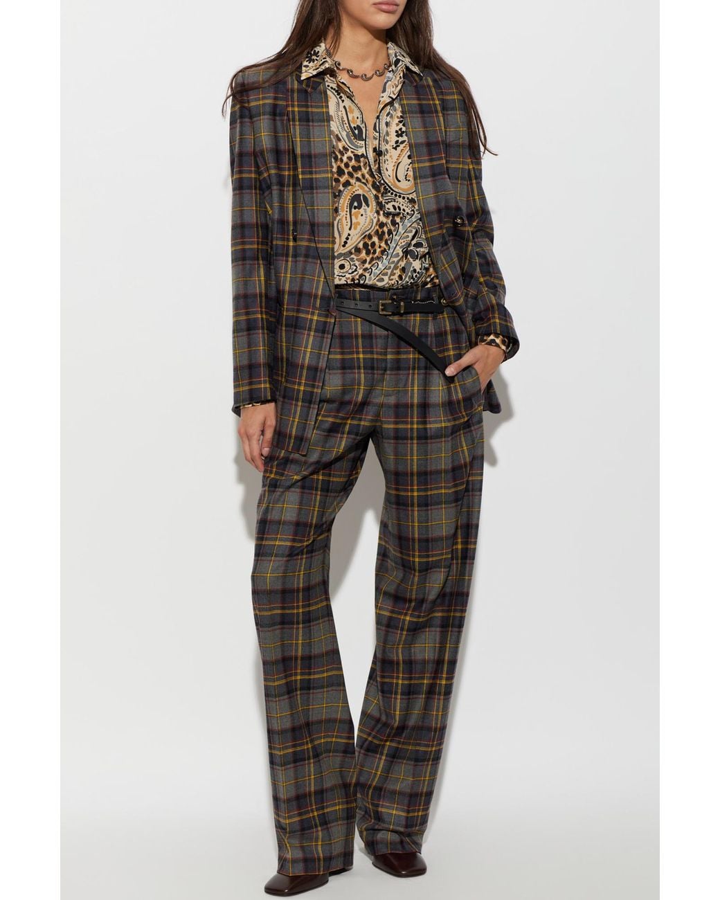 Etro Black Wool Pleated Trousers
