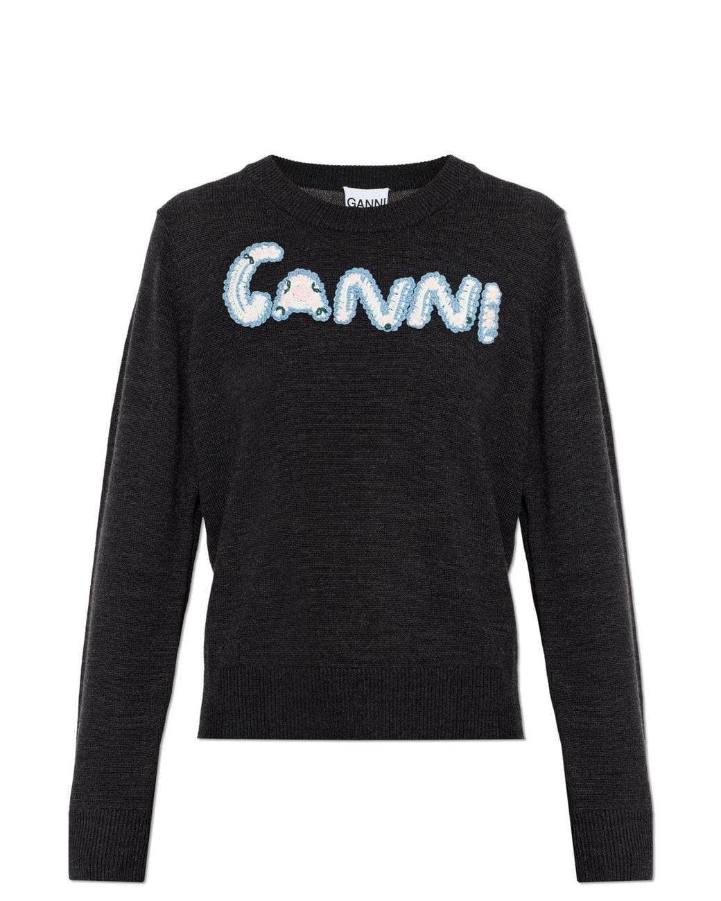 Ganni Black Sweater With Logo
