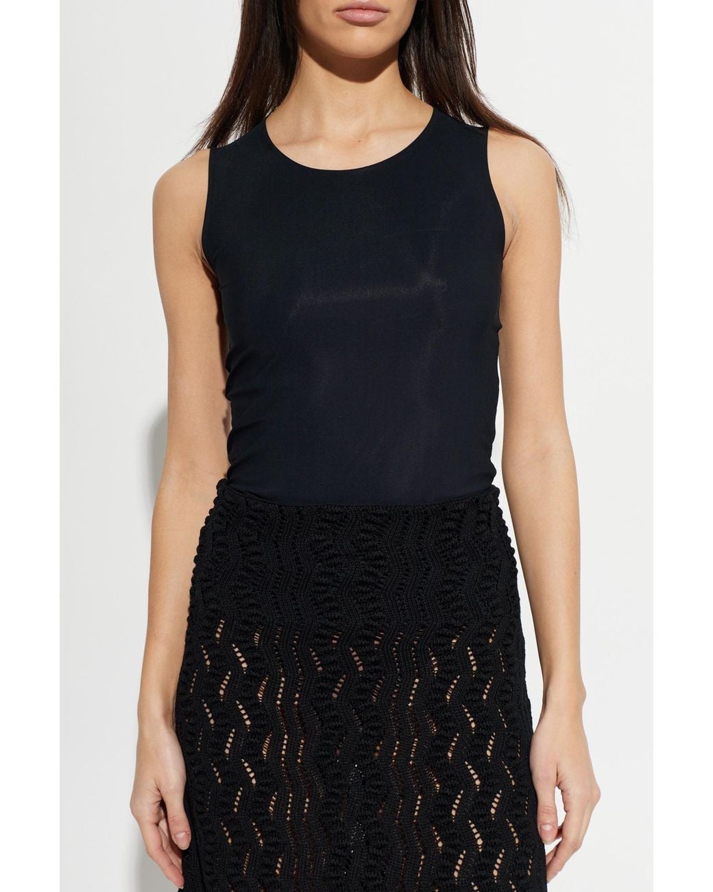 Jil Sander Blue Sleeveless Top With A Round Neckline
