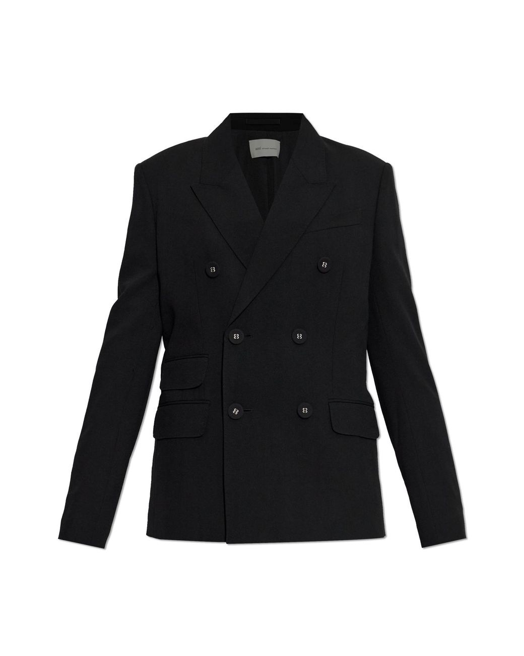 AMI Black Wool Blazer With Open Lapels