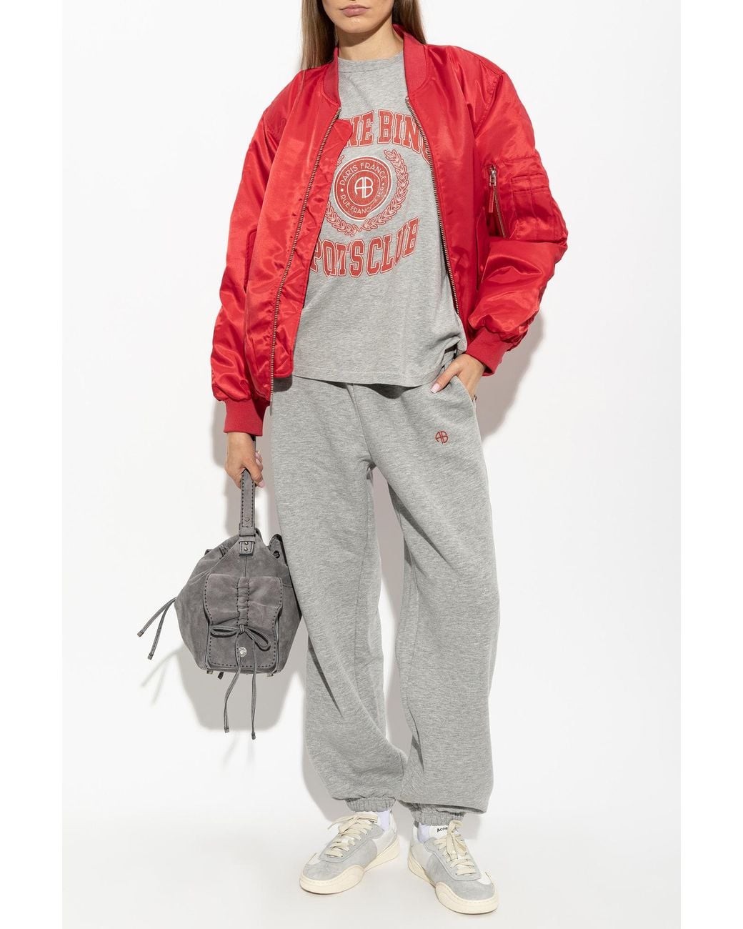 Anine Bing Red "Leon" Bomber Jacket