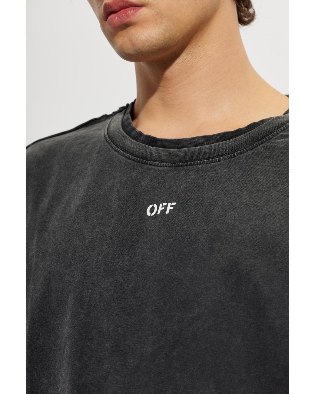 Off-White c/o Virgil Abloh Black T-Shirt With A Vintage Effect for men