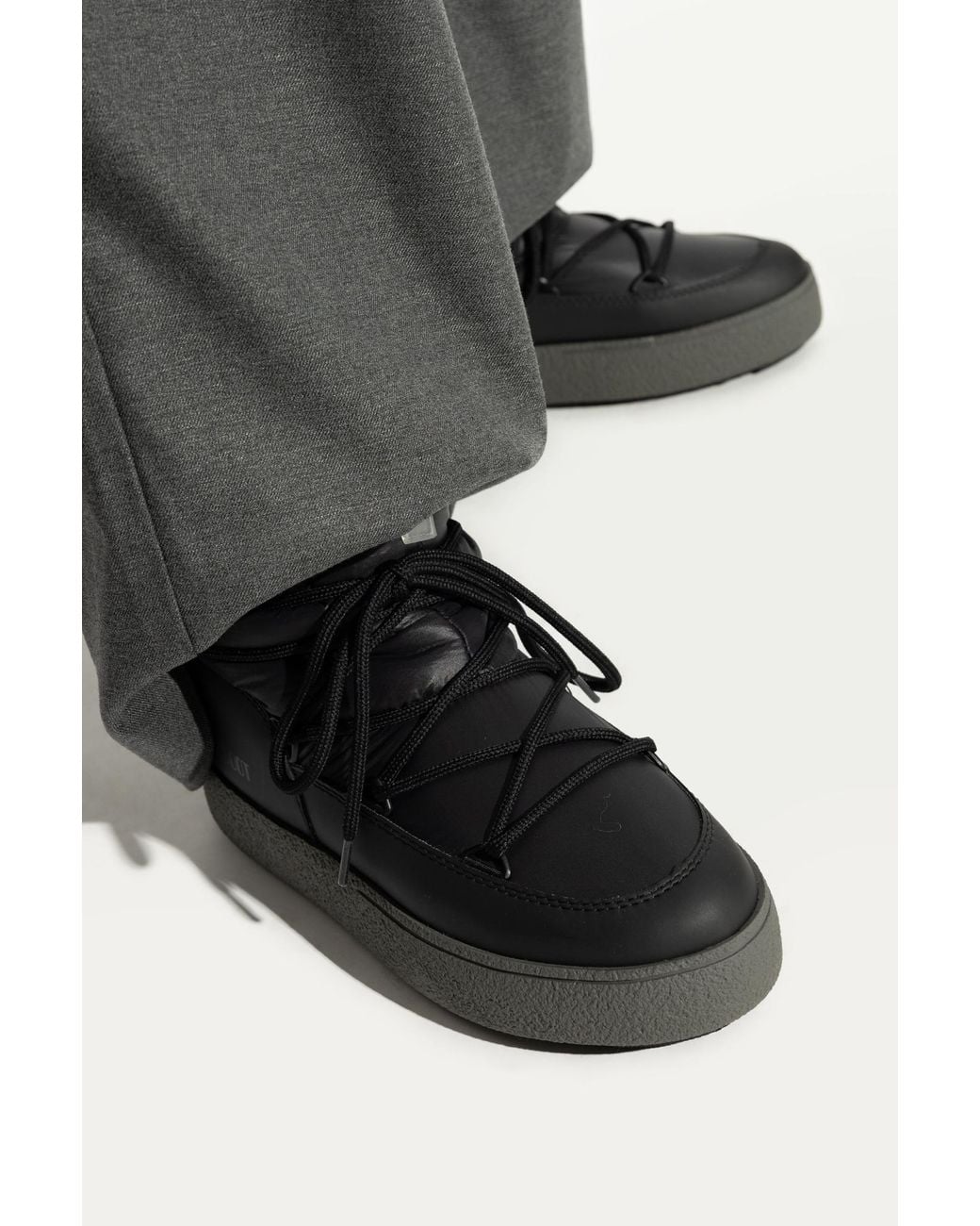 Moon Boot Black Lace-Up Nylon Snow Boots
