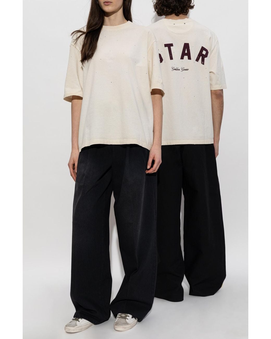 Golden Goose Deluxe Brand White T-Shirt With Shimmering Appliqués