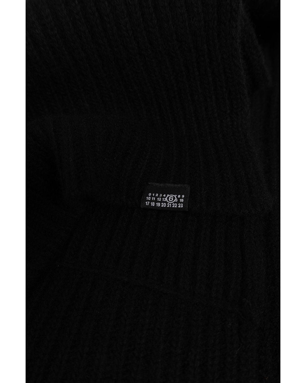 MM6 by Maison Margiela Black Wool Scarf With Logo Patch