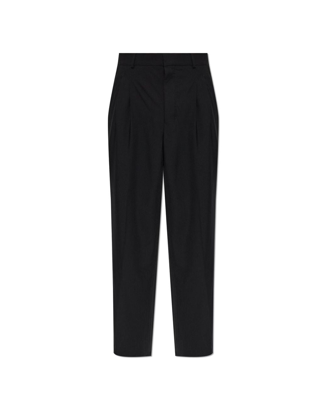 AMI Black Straight-Cut Wool Trousers for men