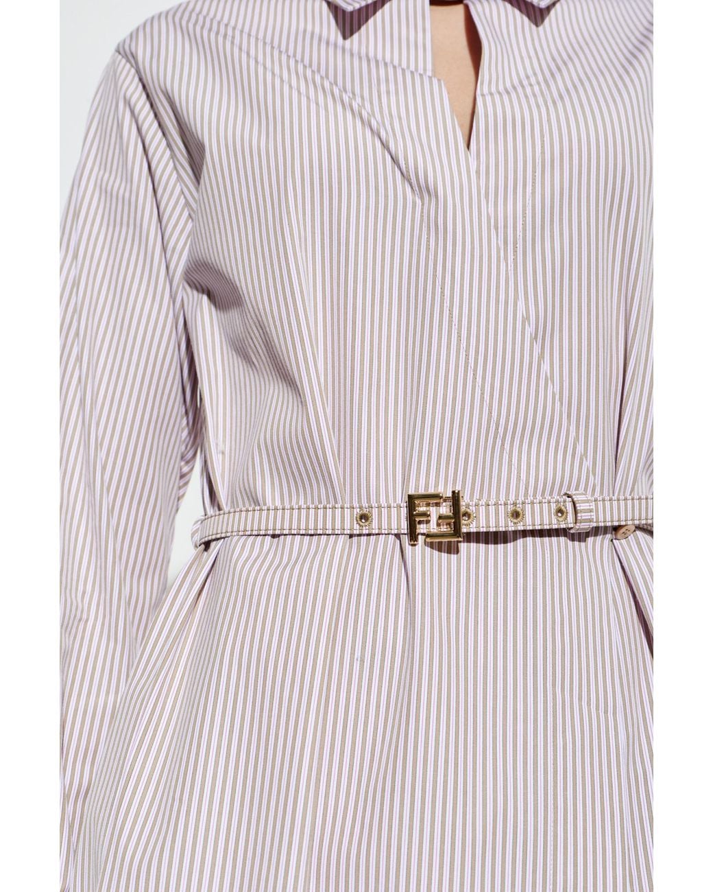 Fendi Pink Dress With A Striped Pattern