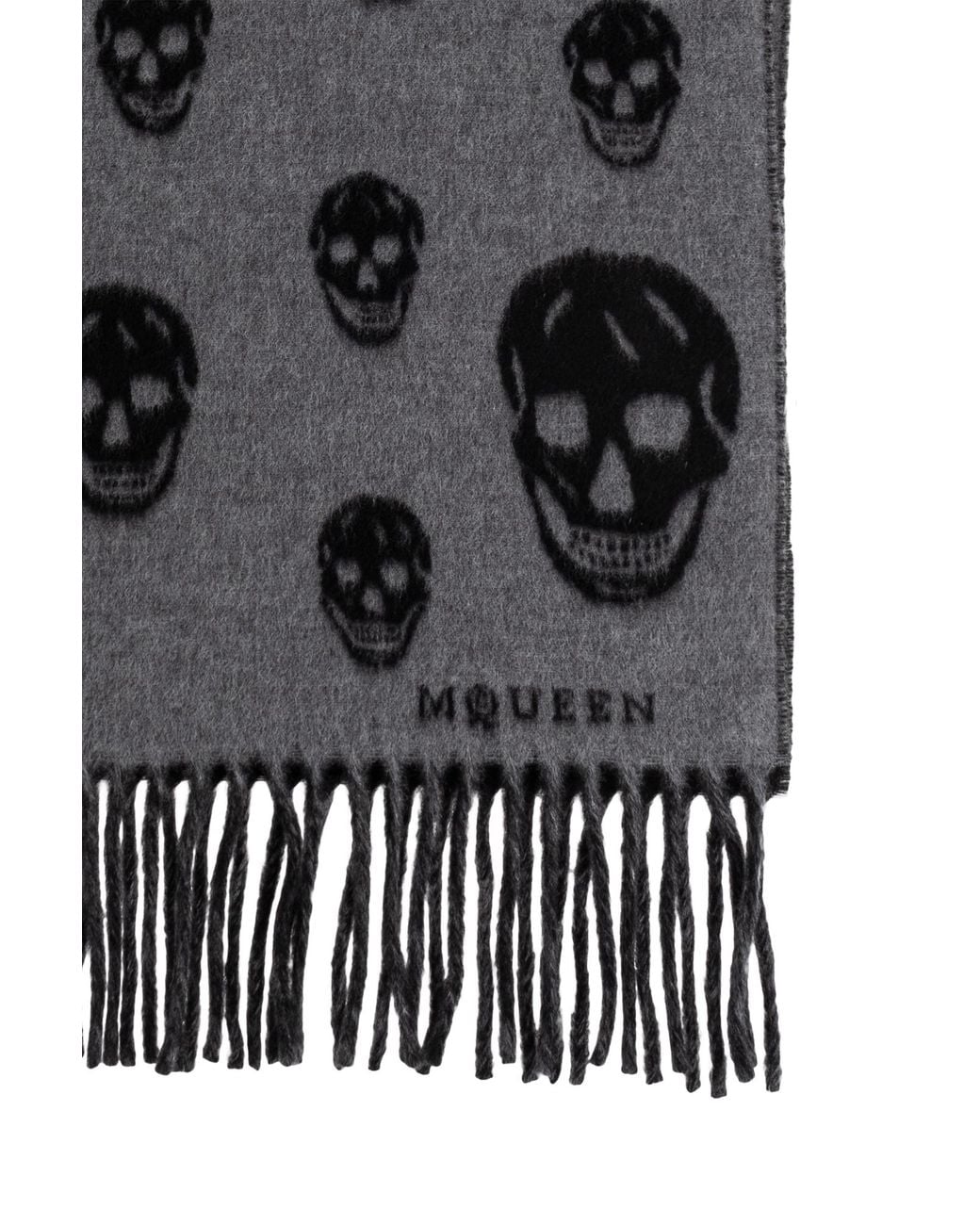 McQueen Black Scarf With Skull Motif for men