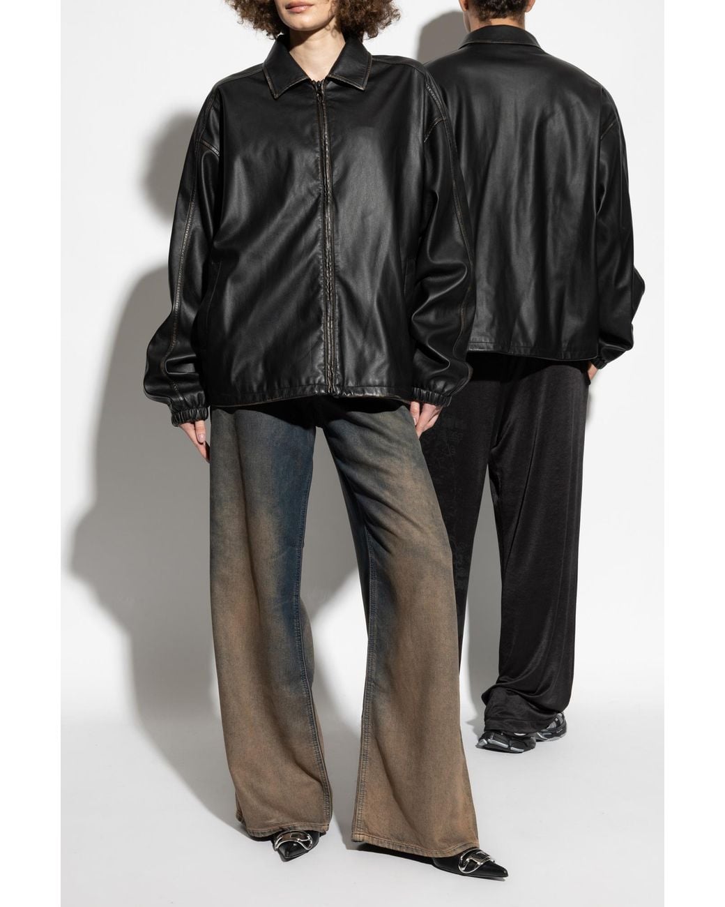 DIESEL Gray Faux Leather Jacket 'J-Ake'
