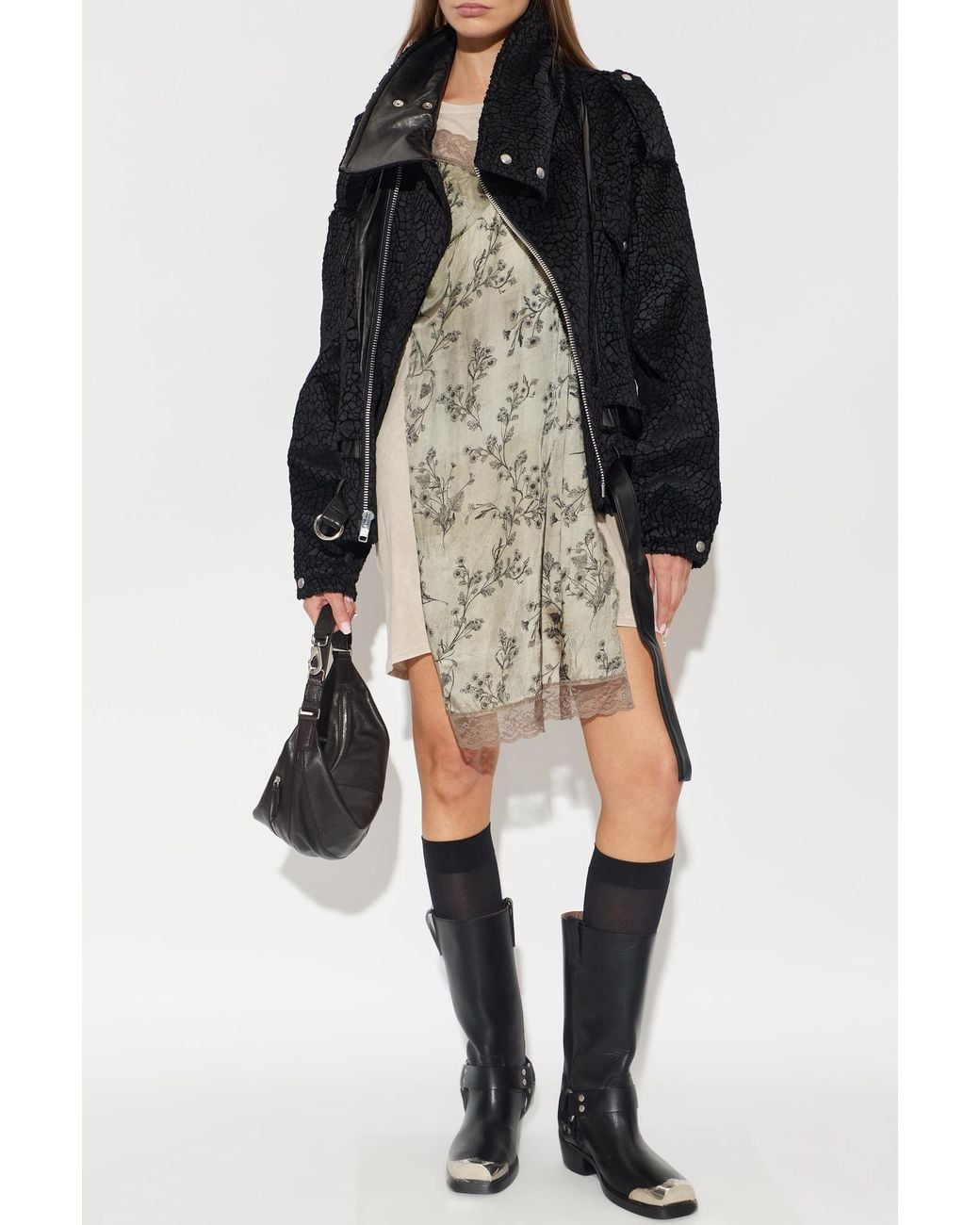R13 Black Jacket With Vintage Effect