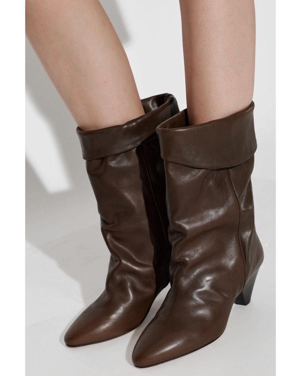 Isabel Marant Brown Leather Heeled Ankle Boots "Dalby"