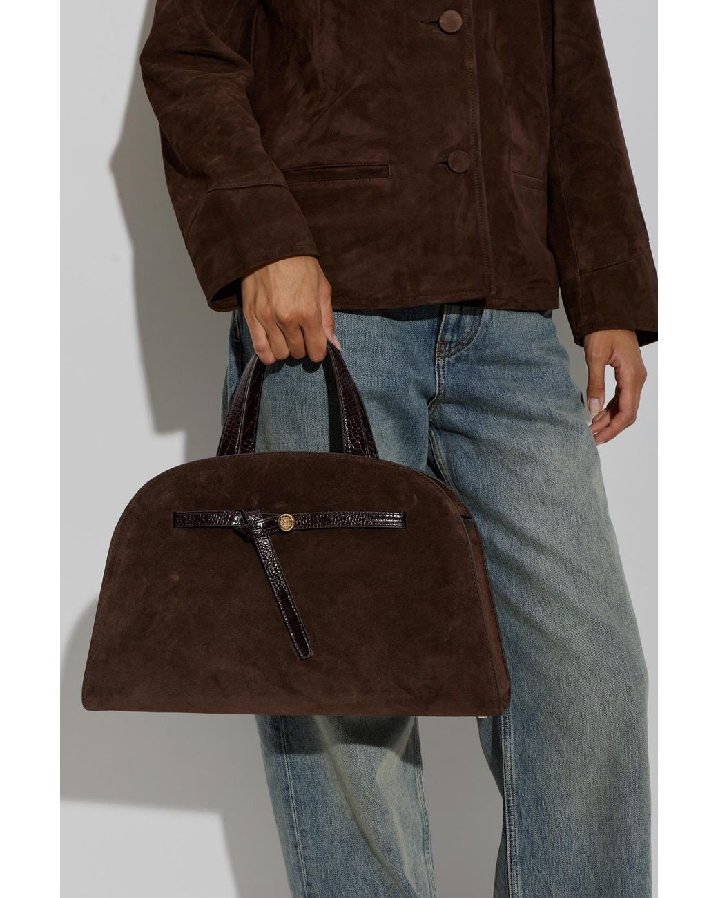 Tory Burch Brown Suede Bag "Romy"