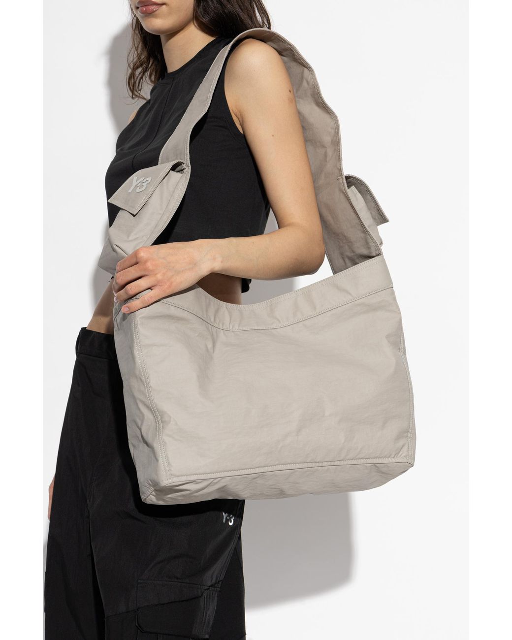Y-3 White Shoulder Bag 'Newspaper Large'