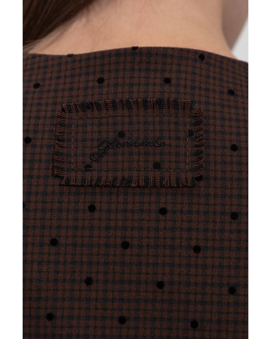 Ganni Brown Plaid Pattern Dress