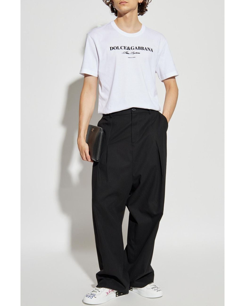 Dolce & Gabbana White T-Shirt With Printed Logo for men
