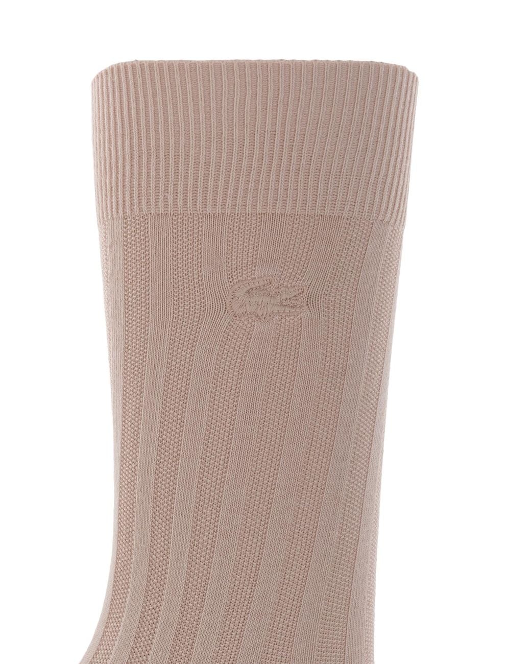 Lacoste Brown Cotton Logo Socks