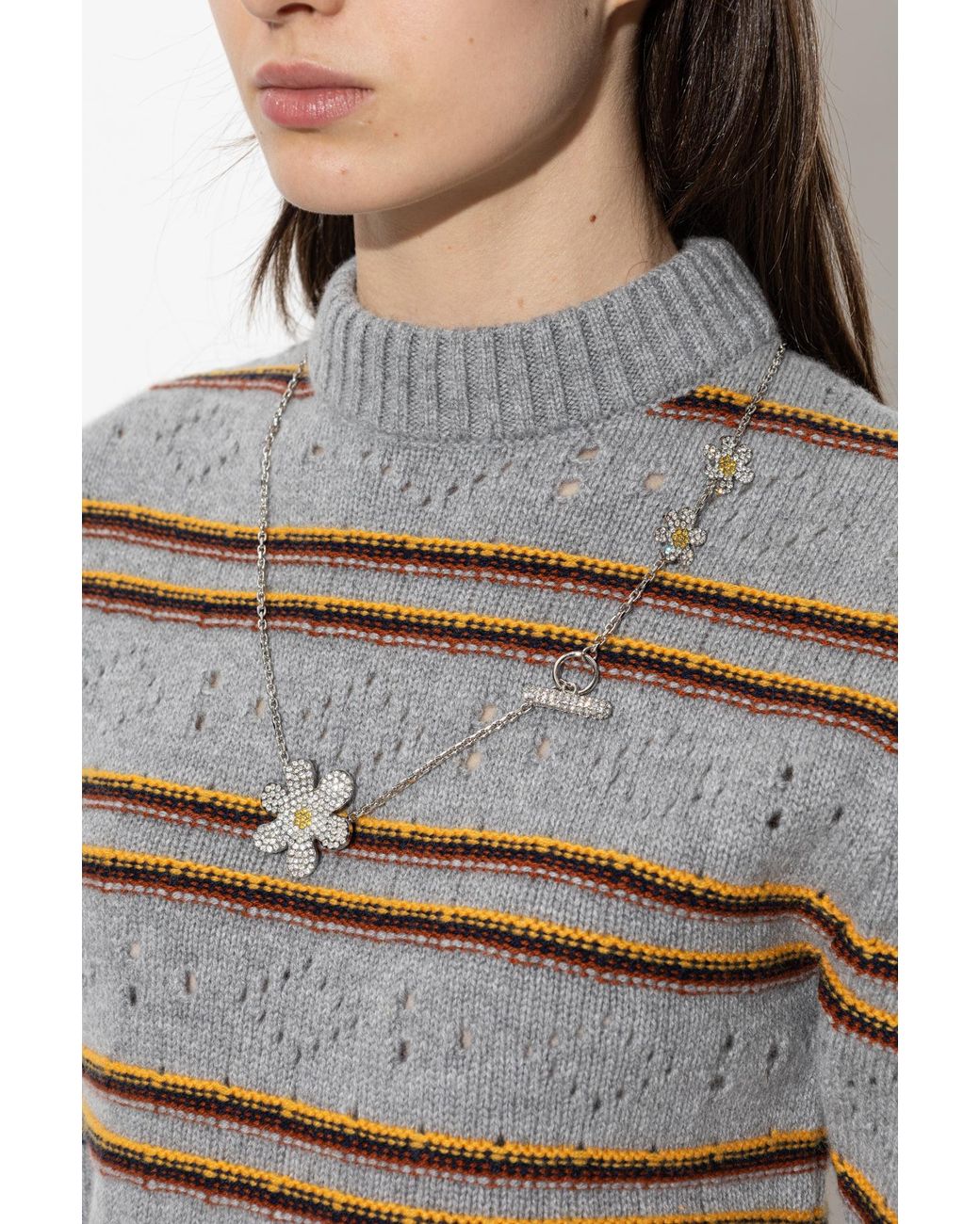 Marni White Necklace With Shimmering Crystals