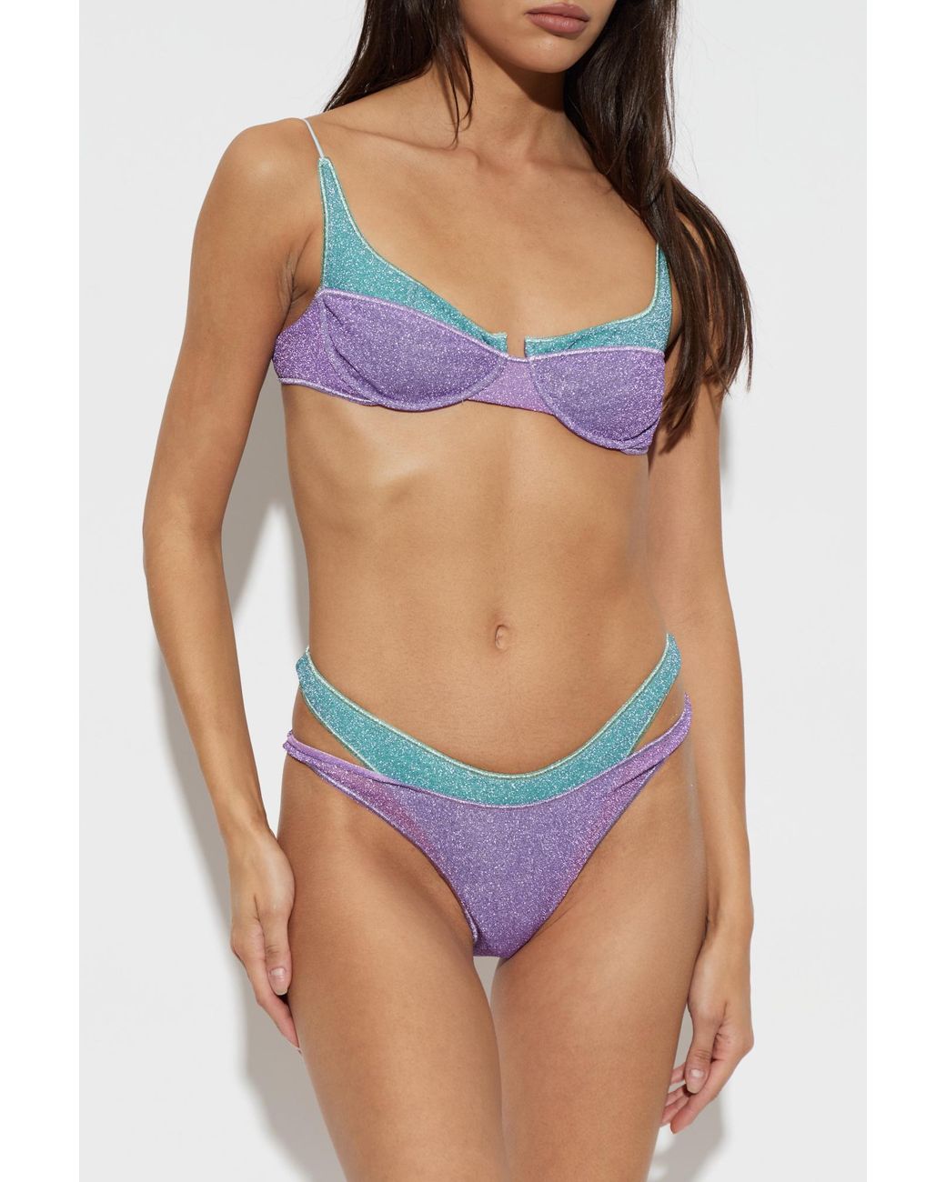 Oseree Purple Two-Piece Swimsuit With Lurex Thread