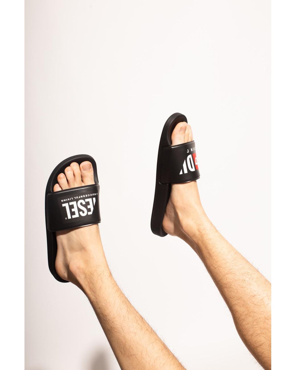 DIESEL Slides With Logo in Black for 