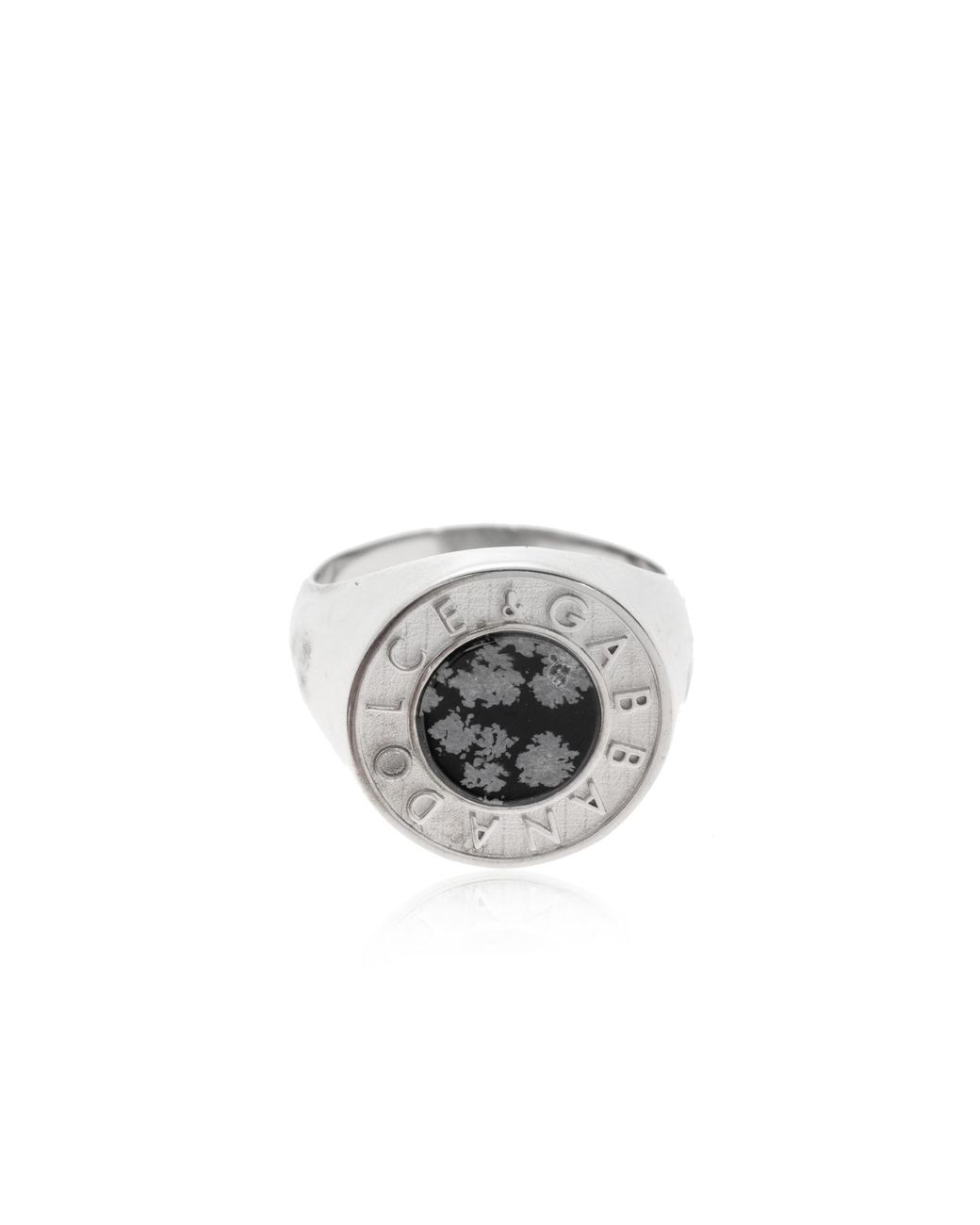 Dolce & Gabbana Metallic Signet Ring With Logo for men