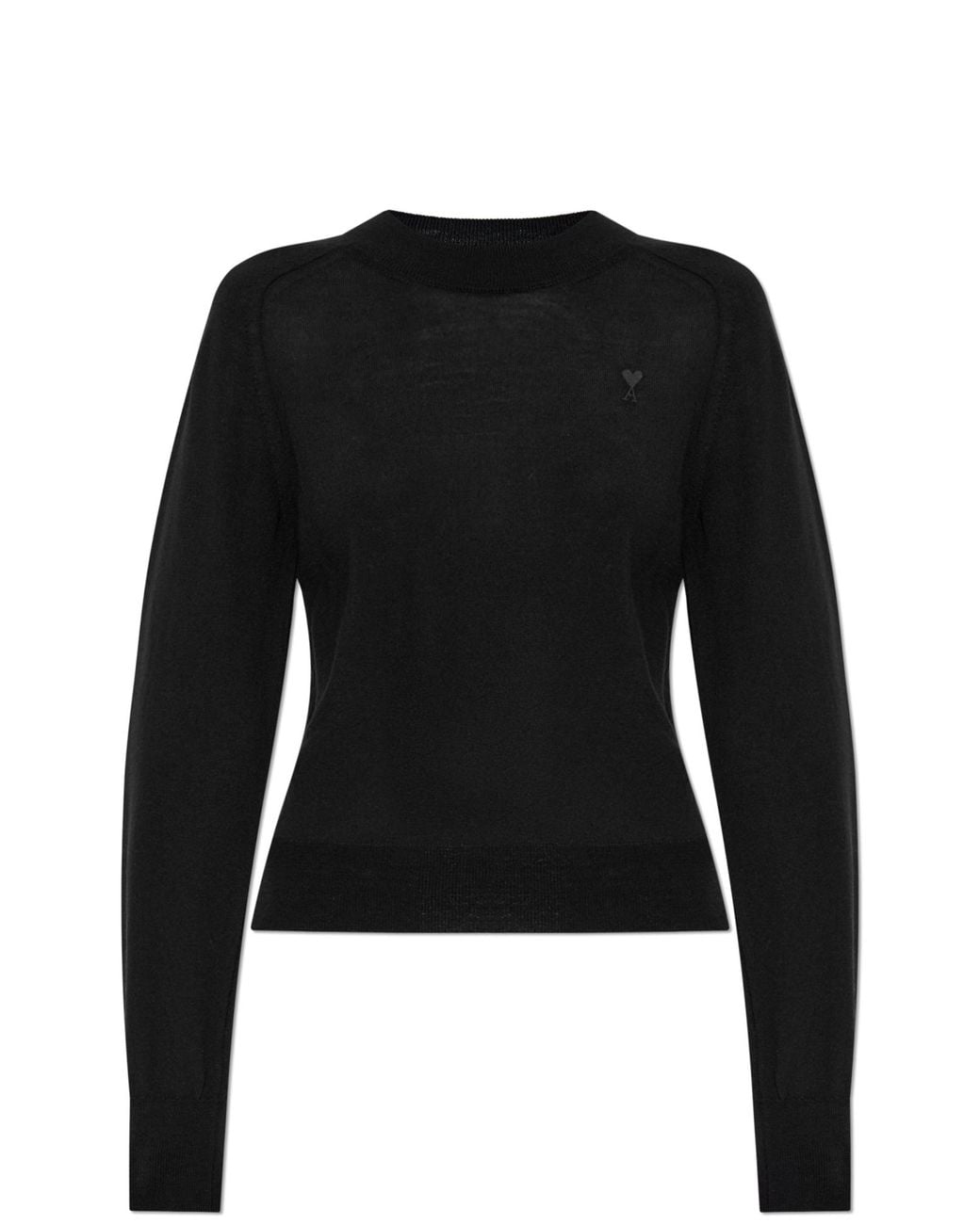 AMI Black Wool Sweater With Embroidered Logo