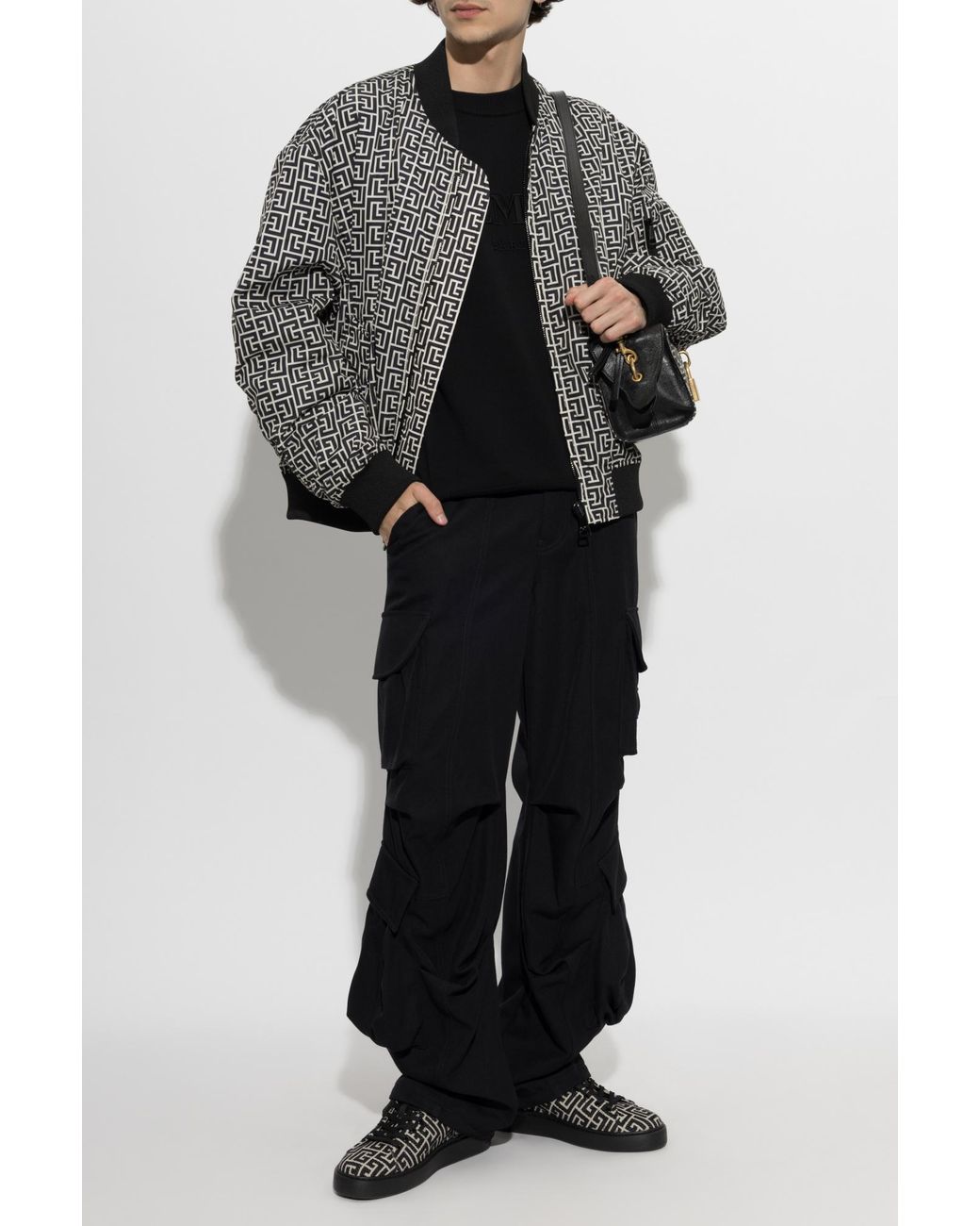 Balmain Gray Bomber Jacket for men