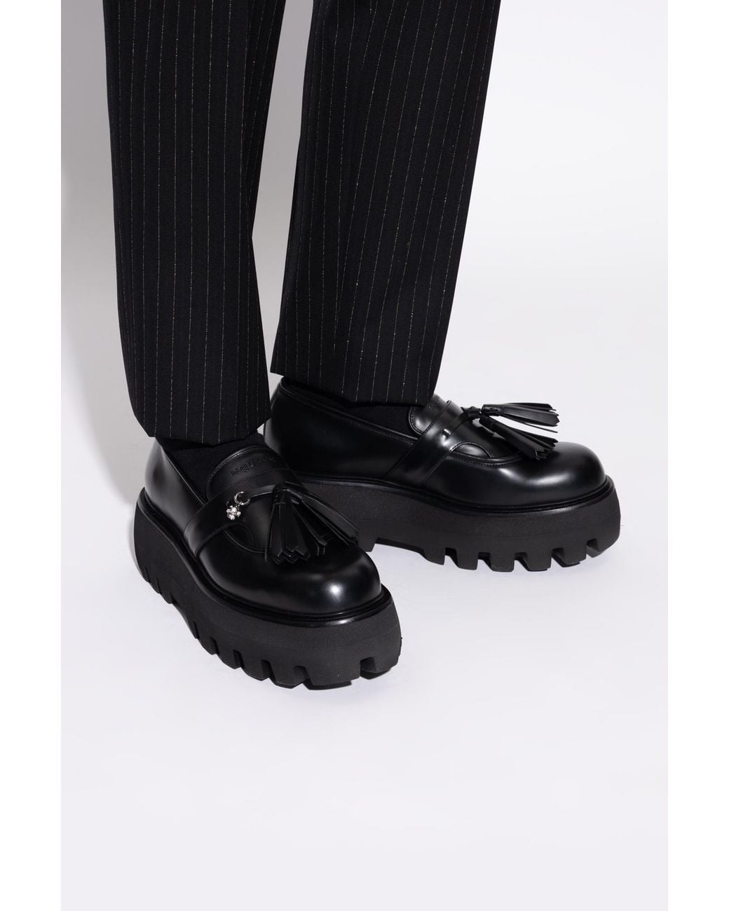 McQueen Black Platform Loafers for men