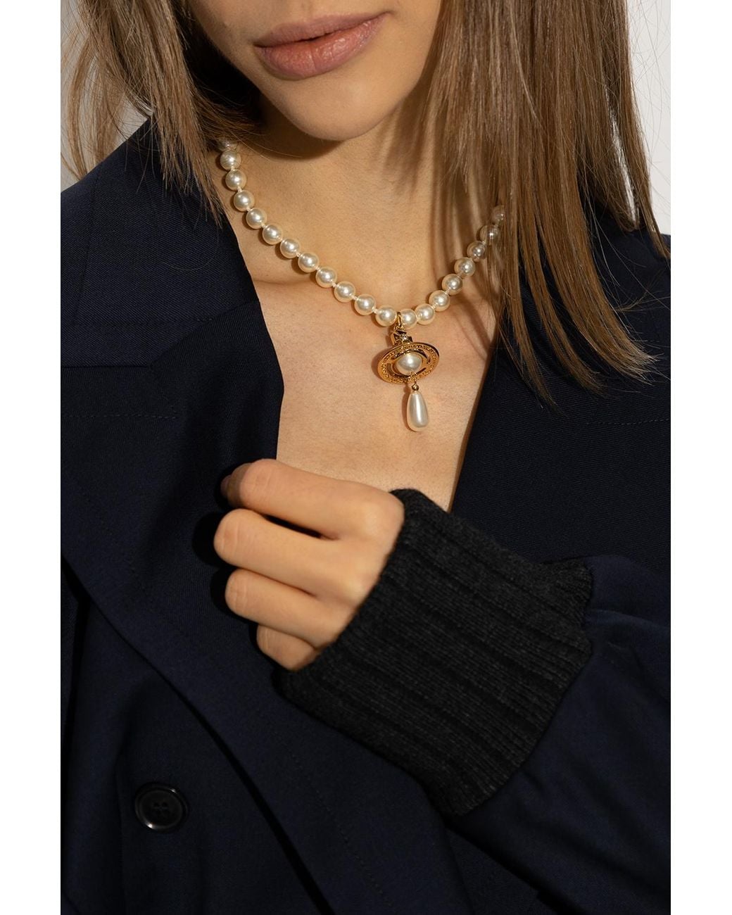 Vivienne Westwood White Choker Necklace With Pendant