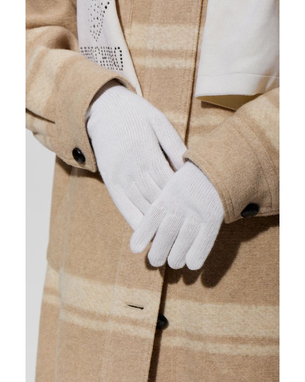 Moschino White Gloves With A Logo Patch