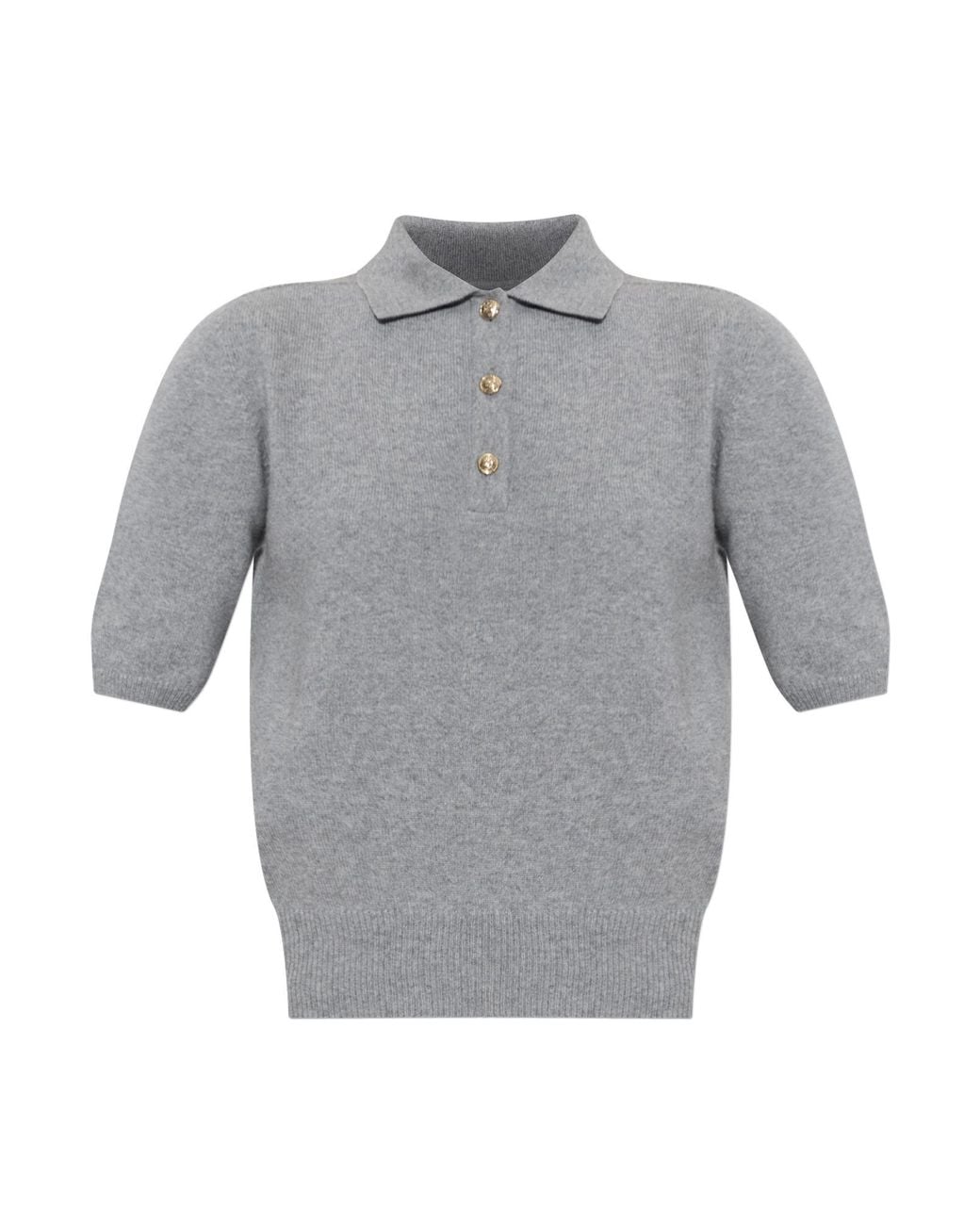 Balmain Gray Wool Polo Shirt With Short Sleeves