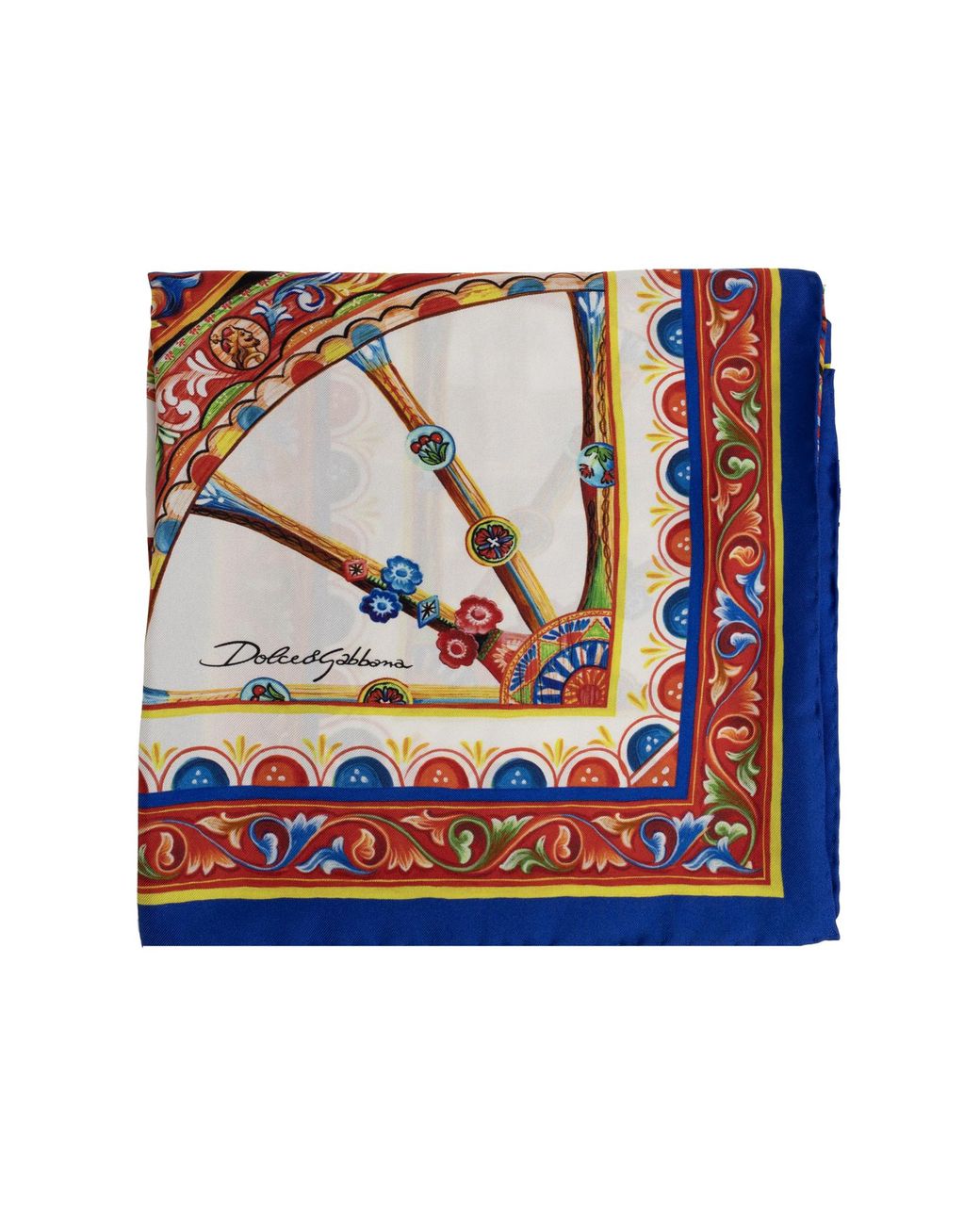 Dolce & Gabbana Multicolor Silk Scarf With 'Carretto' Print