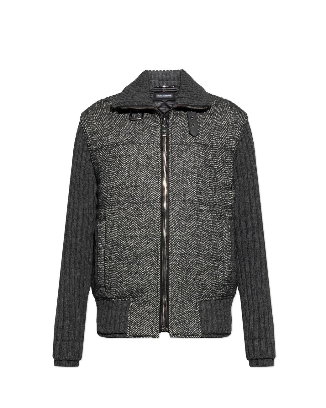Dolce & Gabbana Black Jacket With A Herringbone Pattern for men
