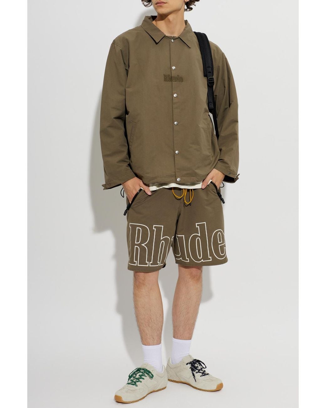 Rhude Green Shorts With Logo for men
