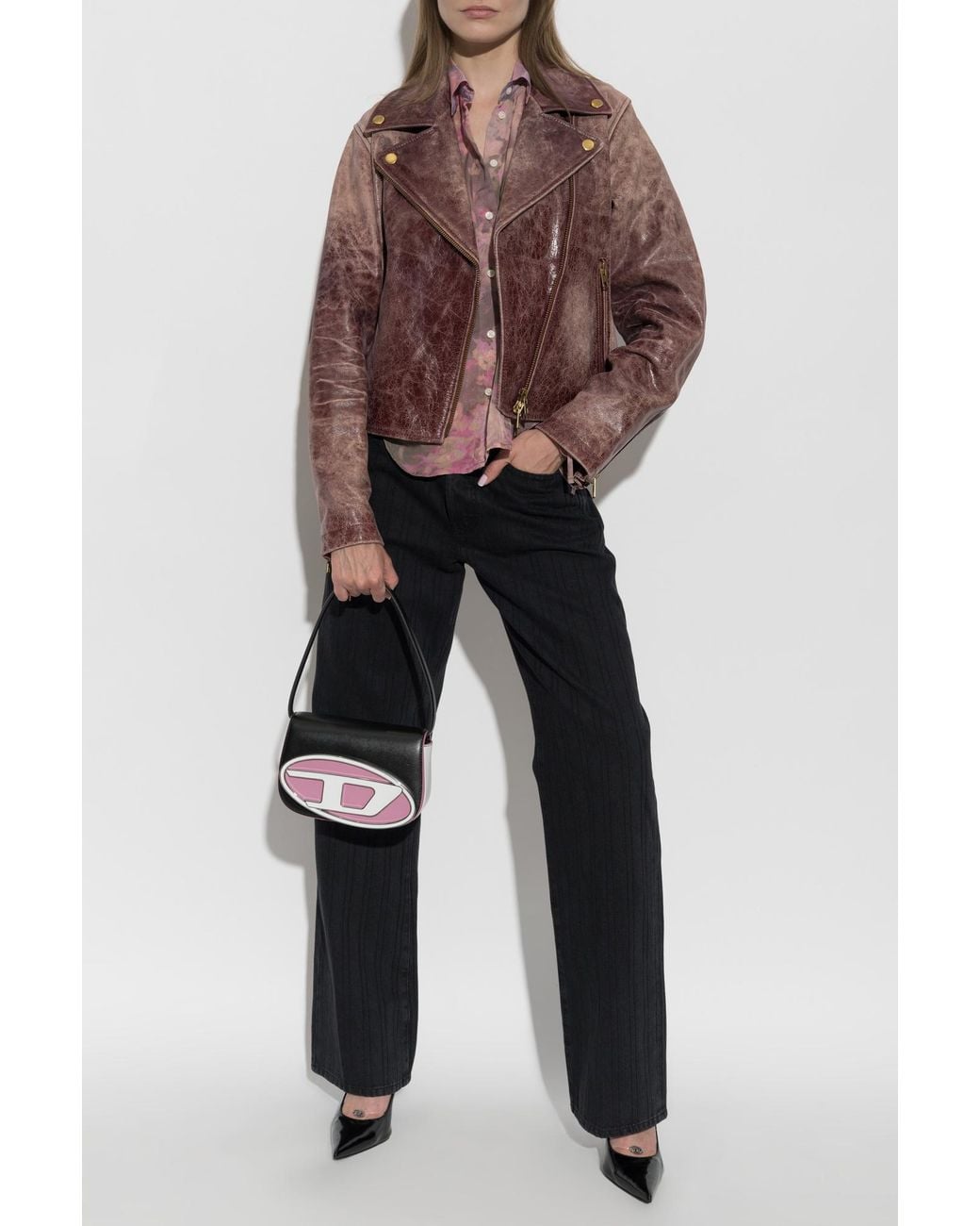 DIESEL Brown Leather Jacket 'L-Unatic-T1'