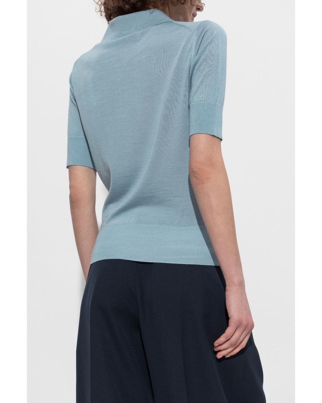 AMI Blue Wool Top