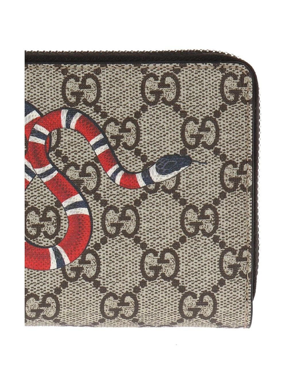 Gucci Canvas Snake Print GG Supreme Zip 