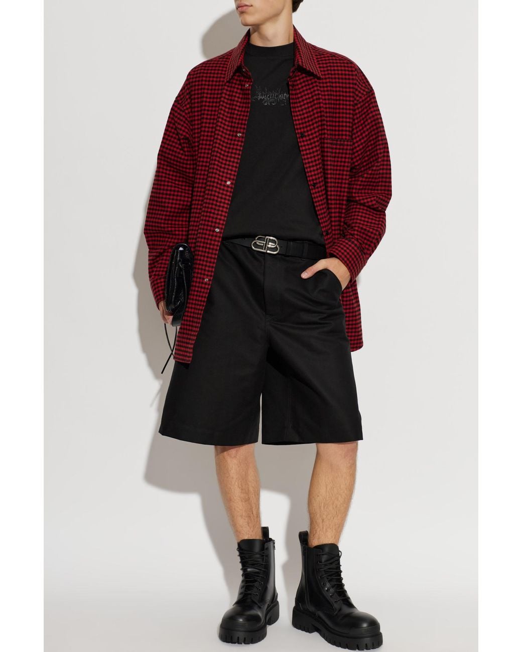 Balenciaga Red Checked Pattern Shirt for men