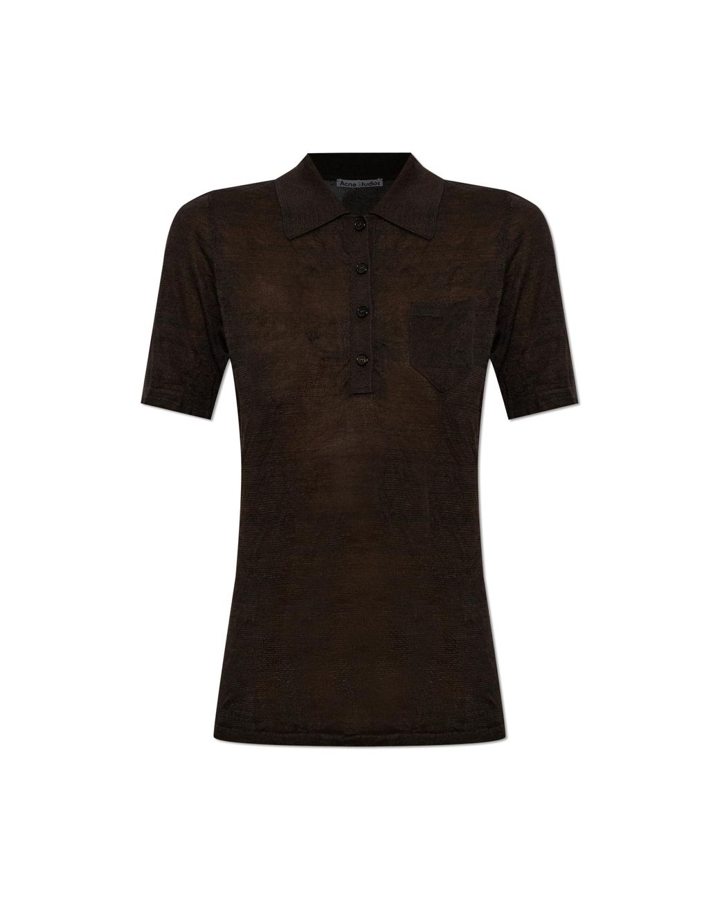 Acne Black Silk Polo Shirt With Pocket