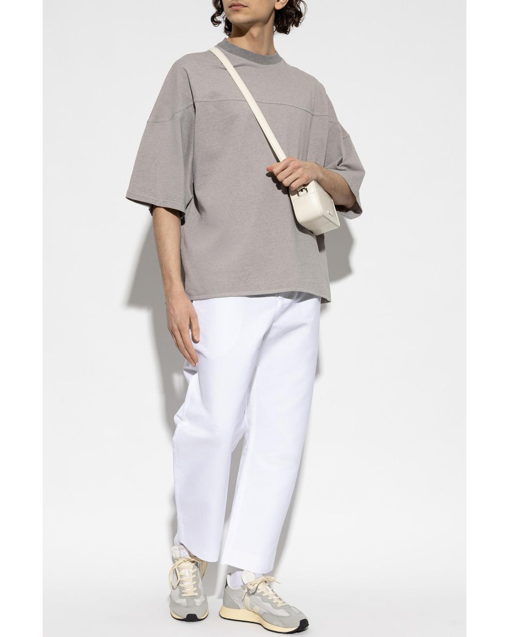 Jacquemus Gray T-Shirt With Embroidered Logo for men