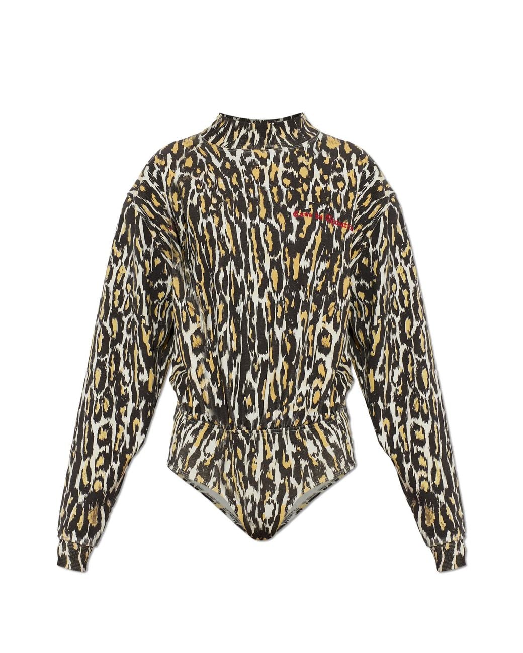 Willy Chavarria White Patterned Long-Sleeved Bodysuit