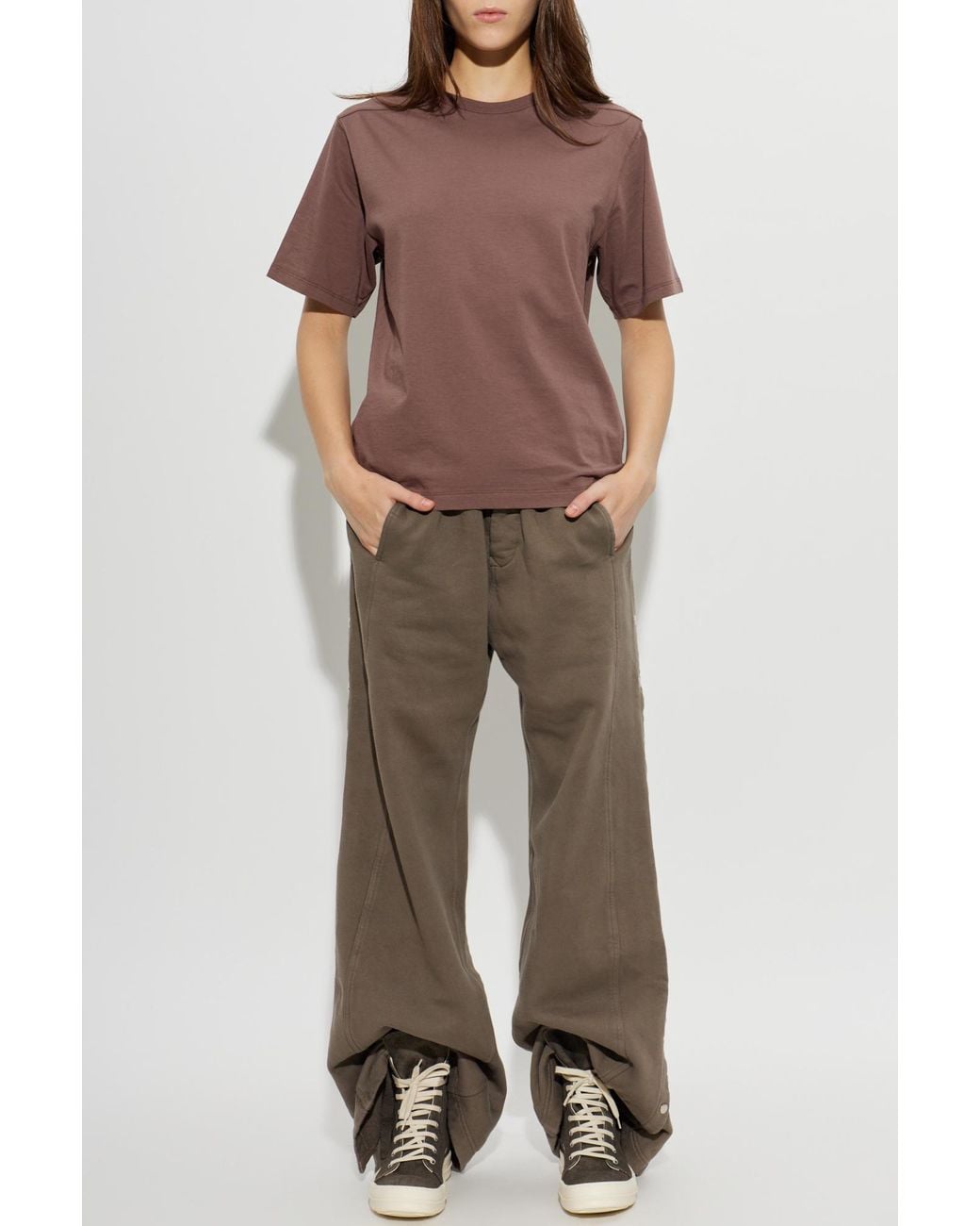 Rick Owens Brown Crew Neck T-Shirt
