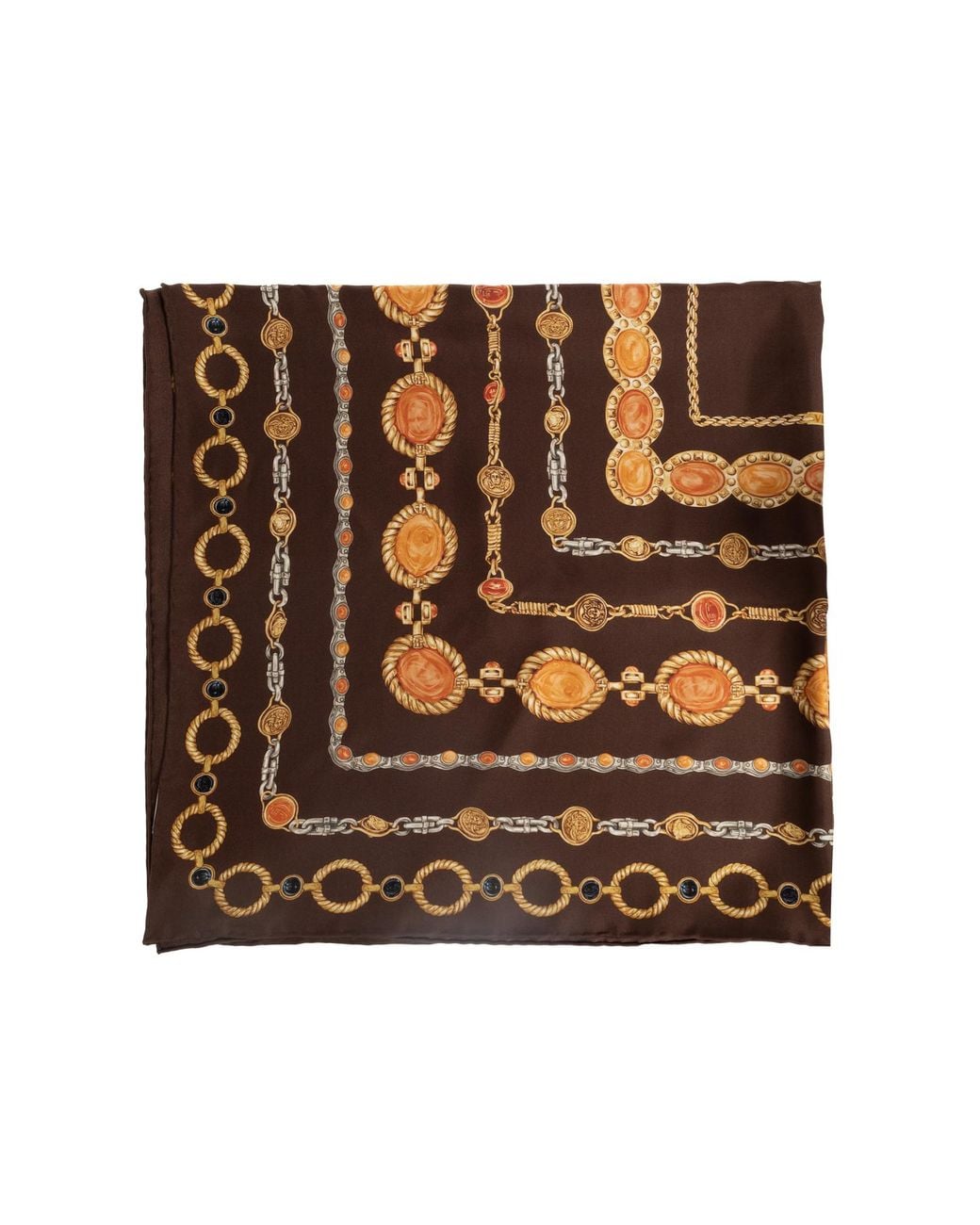 Versace Brown Silk Scarf With "The Lover" Print