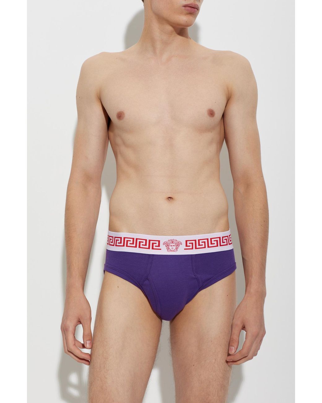 Versace Purple Briefs With Medusa Head for men