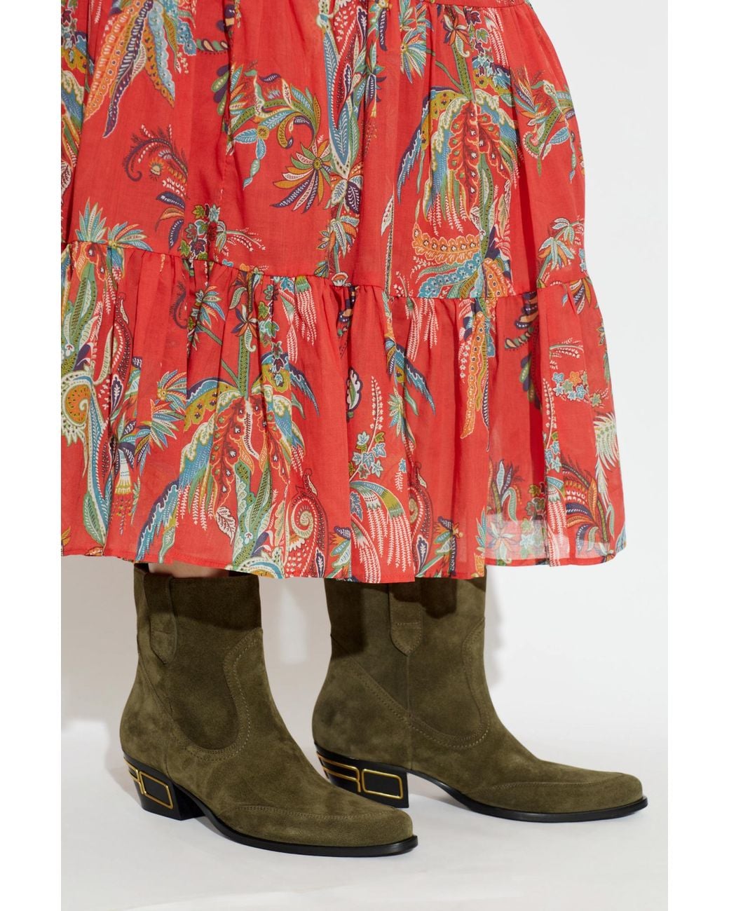Etro Green Suede Heeled Ankle Boots