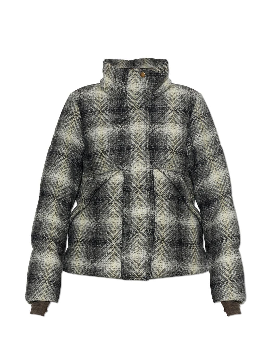 Woolrich Gray Down Jacket With Stand Collar